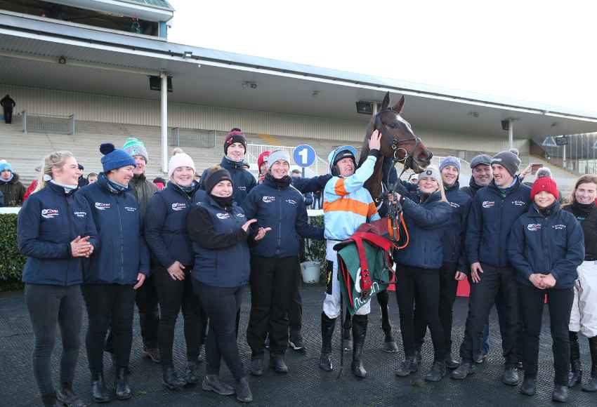 Gordon Elliot Racing team pose for picture at Navan
